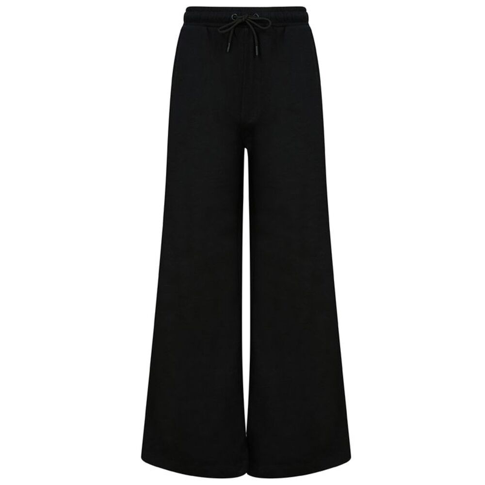 Skinni Fit Womens/Ladies Sustainable Wide Leg Sweatpants / Black